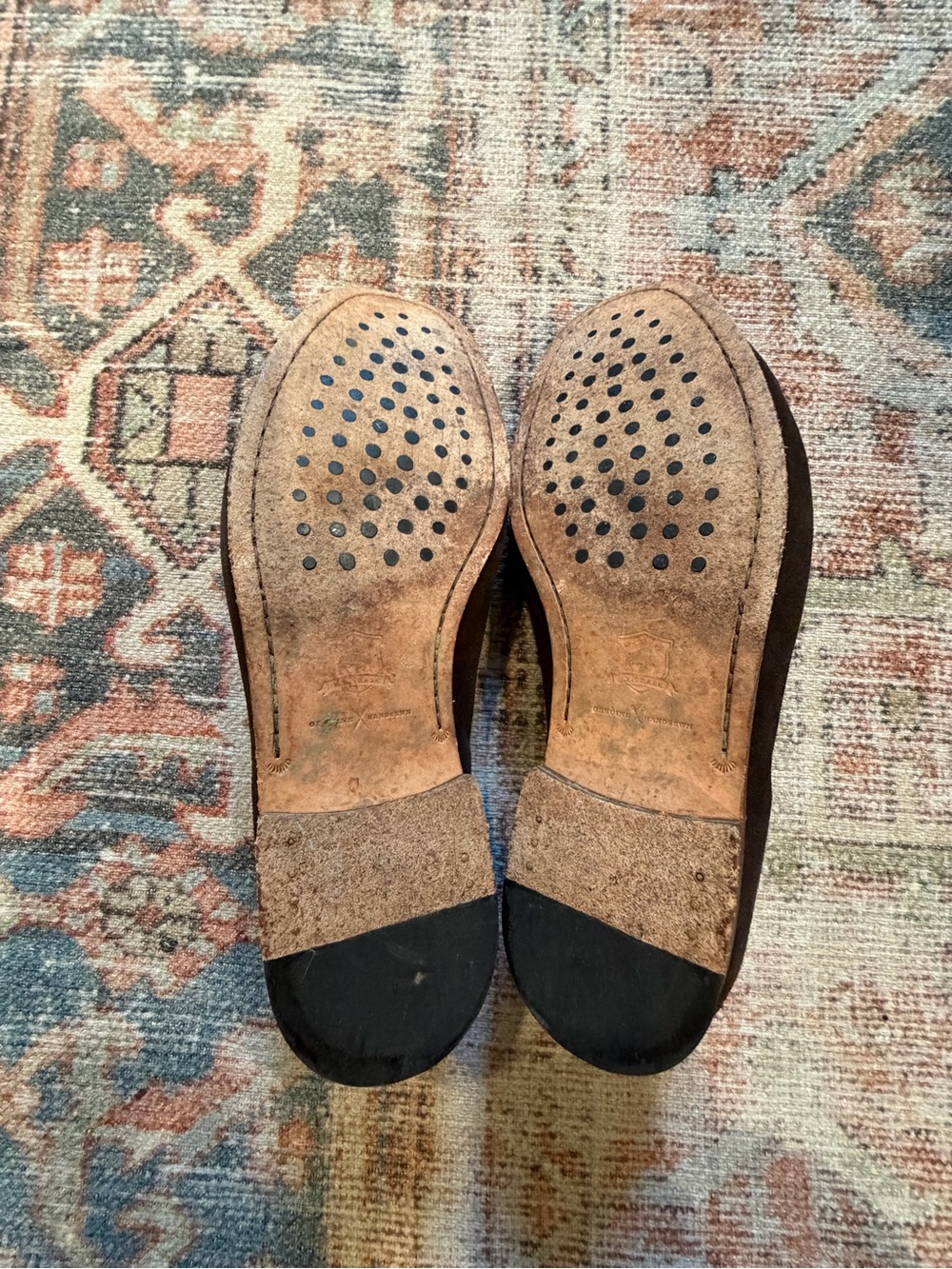 Trask Dark Brown Suede Moccasin Loafers with Tan Contrast Laces - Picture 5 of 5